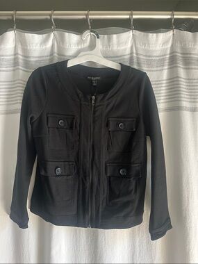 Banana Republic Black Zip Jacket with Pocket Flaps
